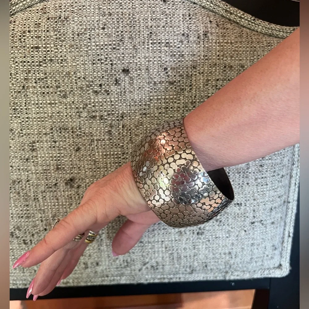 Textured Silver Cuff Bracelet